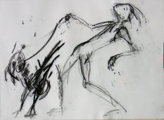 Promenade (2006) : Fusain sur Papier   30 x 40 cm.