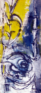 Syrinx (2012) : technique mixte sur Toile libre   142 x 61 cm.