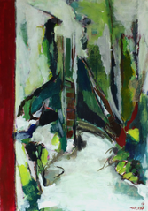 Chemin et Pavillon (2015) : Acrylique sur Papier   110 x 75 cm.