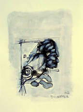 Migraine (2009) : technique mixte sur Papier   32 x 24 cm.
