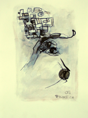 Oeil Gauche (2009) : technique mixte sur Papier   32 x 24 cm.