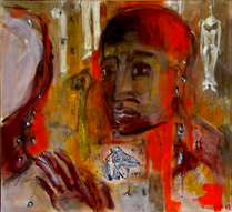 Sourire de pintade (2003) : technique mixte sur Toile   62 x 68 cm.