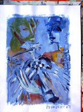 La Question (2007) : Acrylique sur Papier   65 x 50 cm.