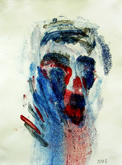 Clown (2006) : Acrylique monotype sur Papier   32 x 24 cm.