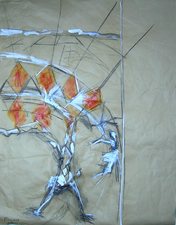 Sans Titre (2006) : Acrylique sur Papier craft   106 x 82 cm.