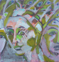 Paons (2006) : Huile sur Contreplaqué   42 x 40 cm.