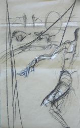 Les Ânes (2006) : Craie sur Papier   113 x 70 cm.