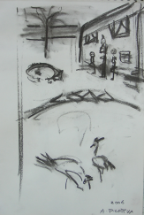 La Caravane (2006) : Fusain sur Papier   40 x 30 cm.