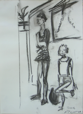 La Caravane (2006) : Fusain sur Papier   40 x 30 cm.