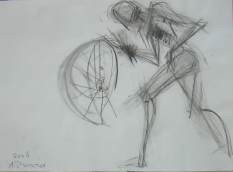 La Roue (2006) : Fusain sur Papier   30 x 40 cm.