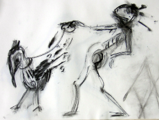 Promenade (2006) : Fusain sur Papier   30 x 40 cm.