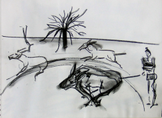 Les Ânes (2006) : Fusain sur Papier   30 x 40 cm.