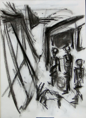 La Caravane (2006) : Fusain sur Papier   30 x 40 cm.