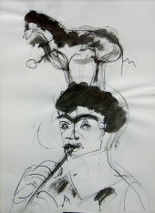 La Flûte (2006) : Encre sur Papier   40 x 30 cm.