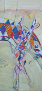 La Fille à la Robe Blanche (2006) : Huile sur Toile   150 x 70 cm.