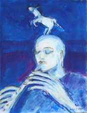 La Flûte (2007) : Acrylique sur Papier   65 x 50 cm.