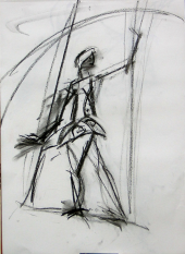 Trapéziste (2007) : Fusain sur Papier   40 x 30 cm.