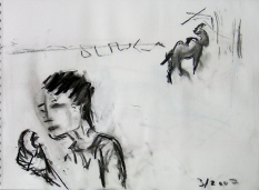 La Pomme (2007) : Fusain sur Papier   30 x 40 cm.