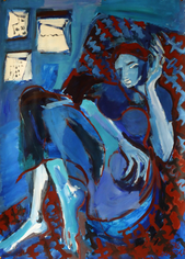 Jeune Femme à Dakar 5 (2016) : Acrylique sur Papier   110 x 75 cm.