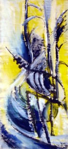 Syrinx (2012) : Encre sur Toile libre   142 x 61 cm.