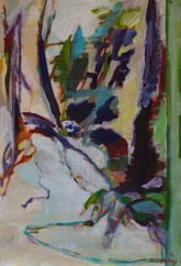 Chemin et Tronc du Cèdre (2015) : Acrylique sur Papier   110 x 75 cm.