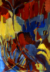 Tilleul et Piquets de Tomates (2015) : Acrylique sur Papier   110 x 75 cm.