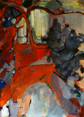 Pommier et Serre (2015) : Acrylique sur Papier   110 x 75 cm.