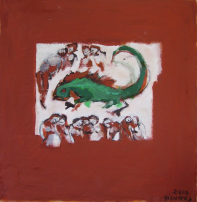 Les Femmes Dorment (2010) : Acrylique sur Papier craft   99 x 98 cm.