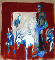 Août (2010) : Acrylique sur Papier craft   77 x 69 cm.