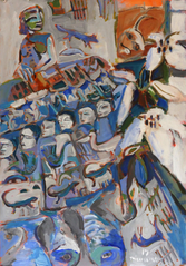 Fête avec un Lys (2017) : Acrylique sur Papier   110 x 75 cm.