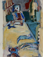 La Nappe (2017) : Acrylique sur Papier   70 x 50 cm.