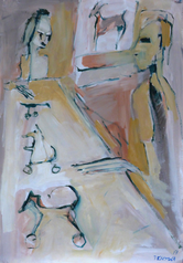 La Nappe (2017) : Acrylique sur Papier   110 x 75 cm.