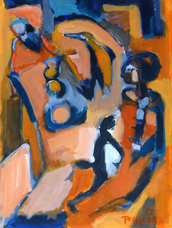 Les Mères (2017) : Acrylique sur Papier   70 x 50 cm.