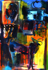 La Question de la Pomme (2019) : Acrylique sur Papier   110 x 75 cm.