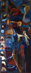 Les Marabouts (2019) : Acrylique sur Papier   123 x 53 cm.