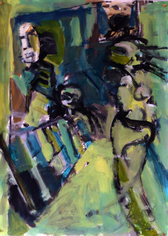 La Grille (2019) : Acrylique sur Papier   70 x 50 cm.