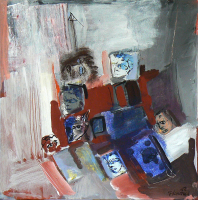 Photomaton 3 (2012) : Encre sur Papier marouflé   50 x 50 cm.