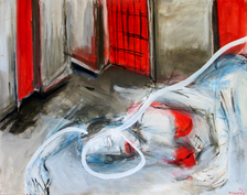 Death of a white lady (2002) : Acrylique sur Toile   88 x 115 cm.