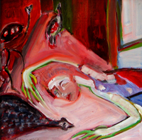 Mort inexpliquée (2003) : Huile sur Medium   40 x 40 cm.