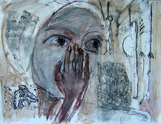 Sommeil d'amazone (2003) : Acrylique sur Papier   50 x 65 cm.