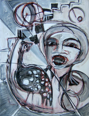 Machination (2003) : Acrylique sur Papier   65 x 50 cm.