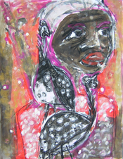 Les peintades (2003) : Acrylique sur Papier   65 x 50 cm.