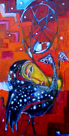 L'escalier (2004) : Acrylique sur Medium   74 x 41 cm.