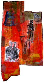 La messagère (2004) : Acrylique sur Papier   130 x 90 cm.