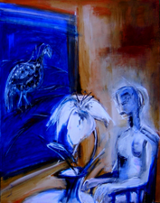 La nuit, en attendant (2004) : Acrylique sur Toile   150 x 93 cm.