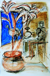 La nuit, en attendant (b) (2004) : Acrylique sur Papier   50 x 33 cm.