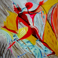 La chasse (b) (2005) : Acrylique sur Toile   150 x 150 cm.