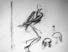 La chasse (e) (2005) : Fusain sur Papier   50 x 65 cm.