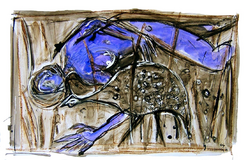 Sommeil d'amazone (2005) : Acrylique sur Papier   33 x 50 cm.