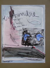 Entendre - ta voix d'ivrogne -de menteur -d'imposteur -de dingue -entendre encore une fois (2008) : Encre sur Papier   32 x 25 cm.